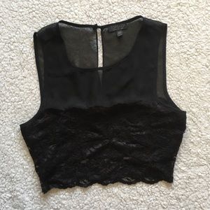 Topshop black lacy midriff top